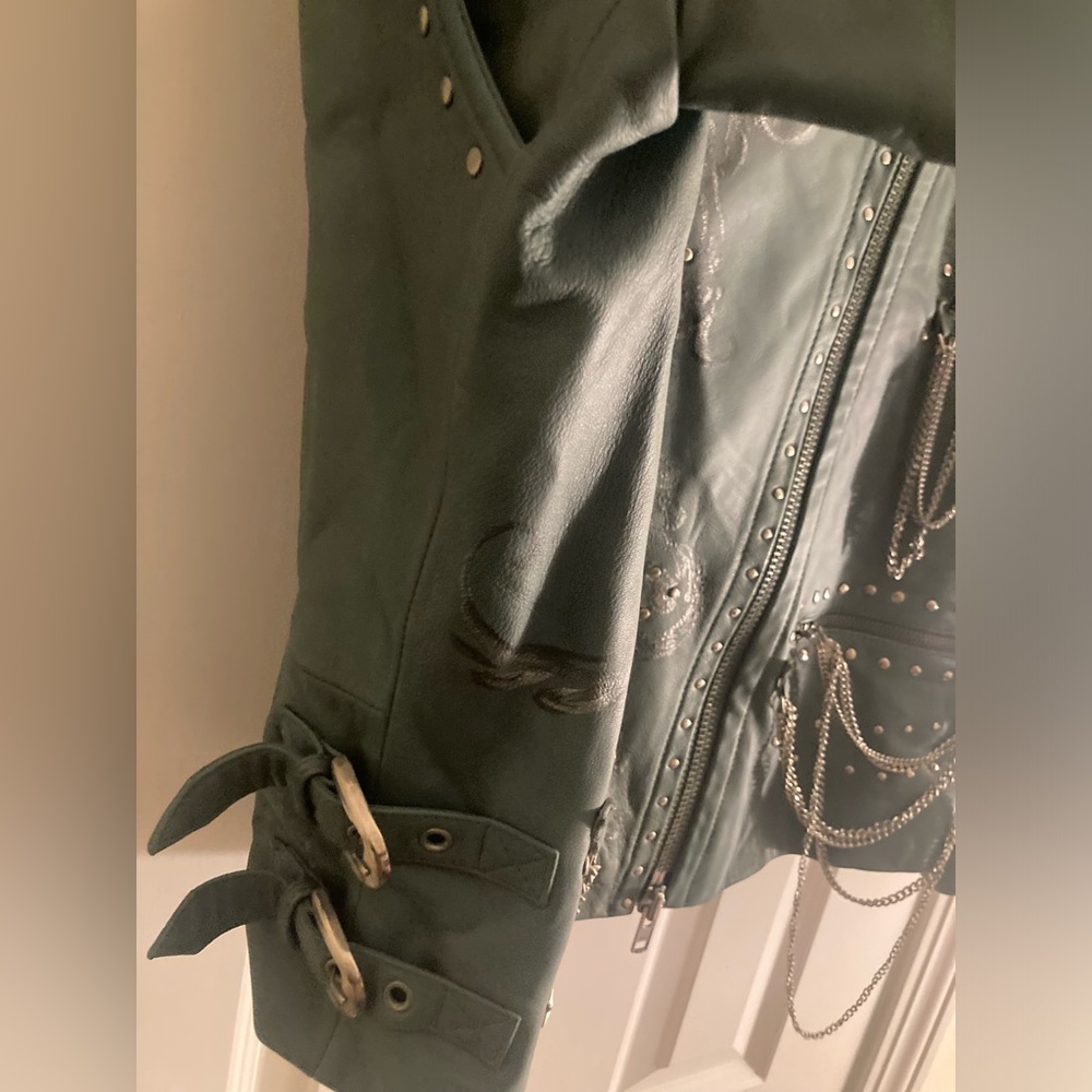 Free People x Branda Knight Chain Embellished Biker Jacket - Picture 15 of 16